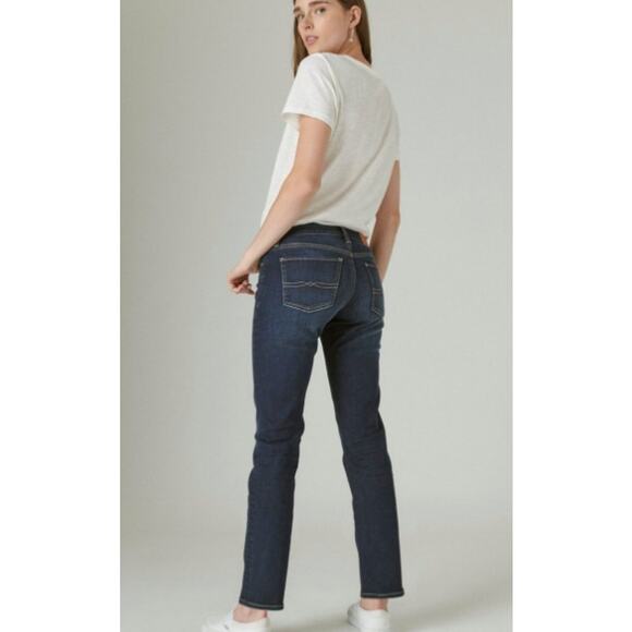 Lucky Sweet' N Straight Mid Rise Straight Denim Jeans Dark Blue Wash 27/4 Ankle - Picture 3 of 11
